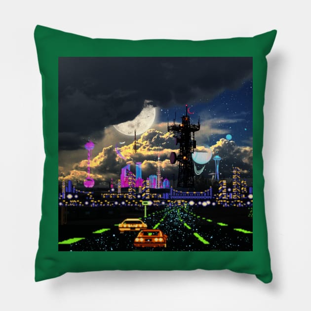 Asteroid City Racer Sci Fi Pillow by lofi_retrowave