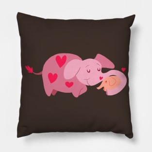 Mama Elephant and Baby Pillow