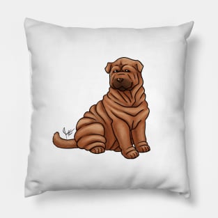Dog - Chinese Shar-Pei - Red Pillow