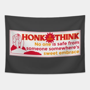 No One Is Safe Bumper Sticker Design white red Tapestry