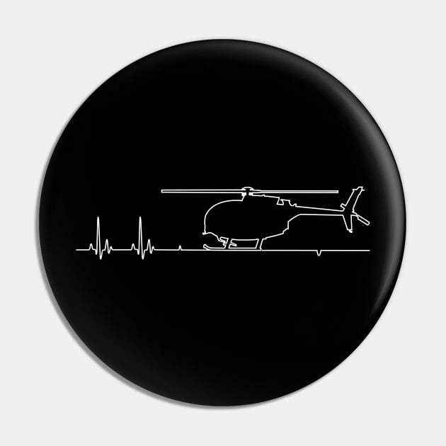 MH-6 Little Bird Helicopter Heartbeat Pulse Pin by NorseTech