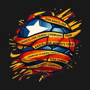 Barcelona Women's Soccer Team Soccer Ball T-Shirt