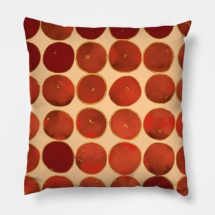 Red apple pattern on orange Pillow