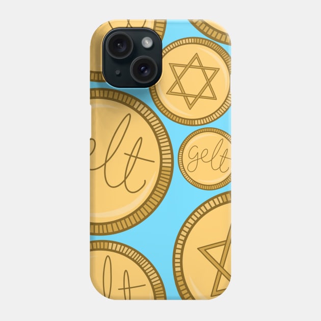 Hanukkah Gelt Chocolate Coins Cartoon Pattern, made by EndlessEmporium Phone Case by EndlessEmporium