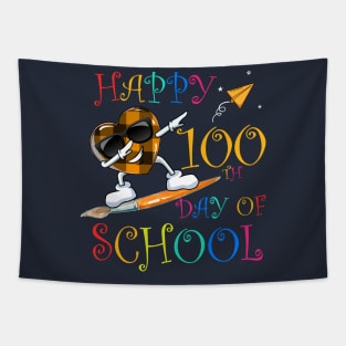 Cute Heart Happy 100th Day Of School Shirt For Kids Student Tapestry