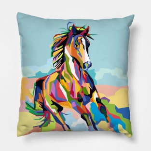 Abstract horse paintings in WPAP Pillow