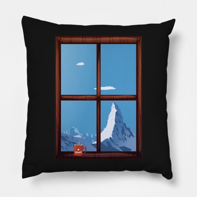 Zermatt,Switzerland,Ski Poster Pillow by BokeeLee