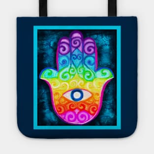 Rainbow Hamsa Evil Eye Protection Amulet Tote