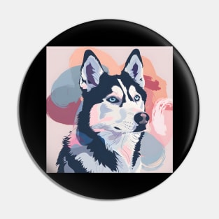 Retro Siberian Husky: Pastel Pup Revival Pin