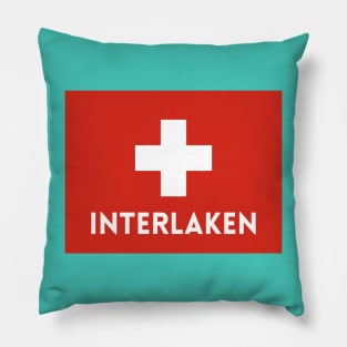 Interlaken City in Swiss Flag Pillow