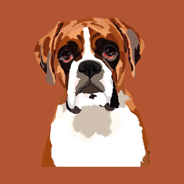 Boxer Dog Vector Style Cartoon Portrait by BHDigitalArt