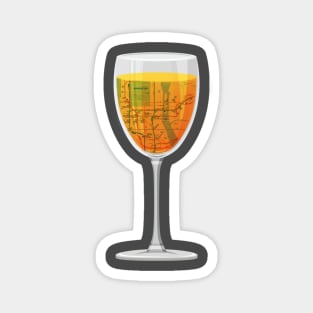 Orange Wine Glass Map NYC Magnet