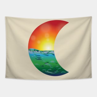 Half Moon Sunset Tapestry