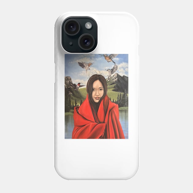 Beautiful woman in red blanket in nature background Phone Case by DamiansART