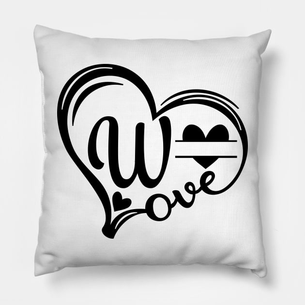letter w monogram in the shape of love Pillow by Candy Store