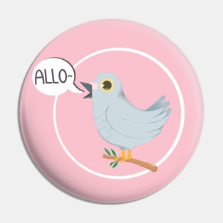 Cute Bird saying hello cartoon design Pin