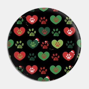 Merry Christmas and Happy new year doodle paw prints Pin