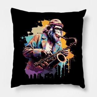 Monkey Playing Saxophone Pillow