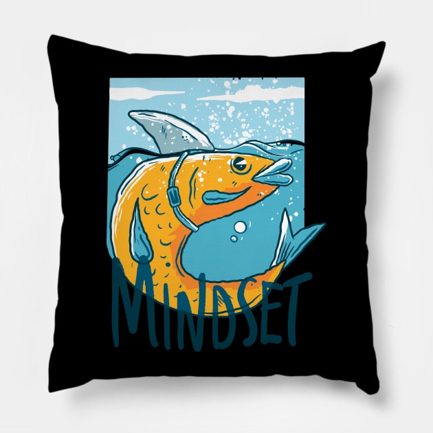 Mindset of a Shark Pillow by EarlAdrian