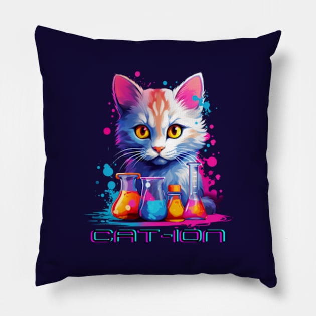 Chemist cat wpap, cation, chemistry, laboratory, kitty in lab Pillow by Pattyld