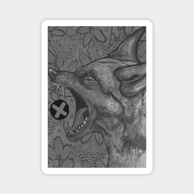 Black and white angry wolf Magnet by deadblackpony