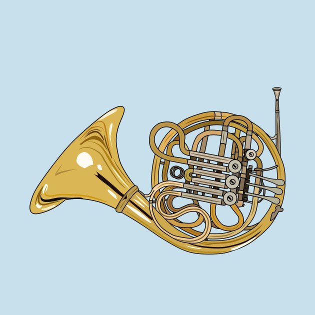French horn cartoon illustration by Miss Cartoon