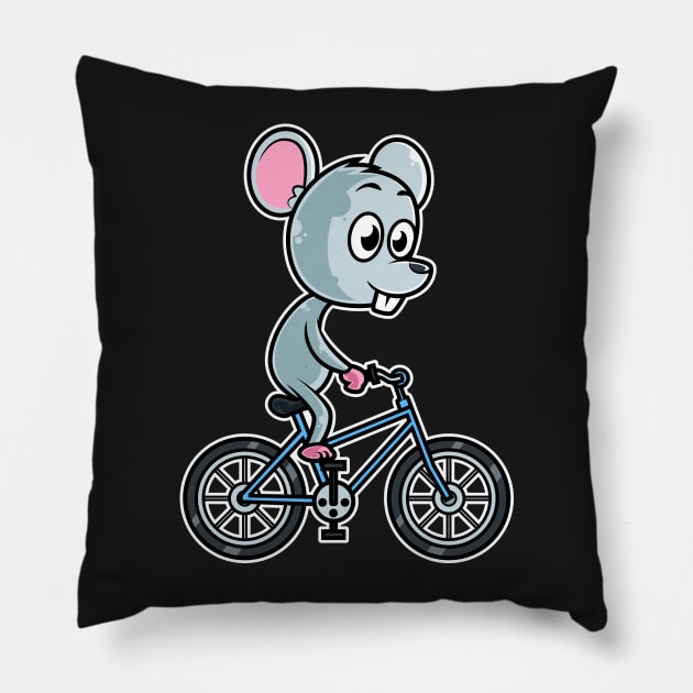 Mouse Bicycle Cyclist Cycling graphic Pillow by theodoros20