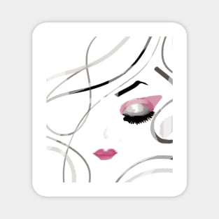 fashion chic girl line art illustration Magnet