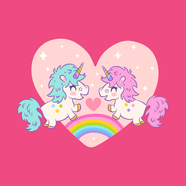 Cute unicorns with rainbow for Valentine's day by Sir13