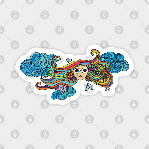 Rainbow Hair in the Sky Magnet by Nataliatcha23