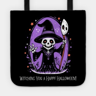 Happy Halloween T-Shirt, Female Sorcerer TShirt, Enchanting Witch Tee, Halloween Party Top, Magical Apparel, Gift for He Tote