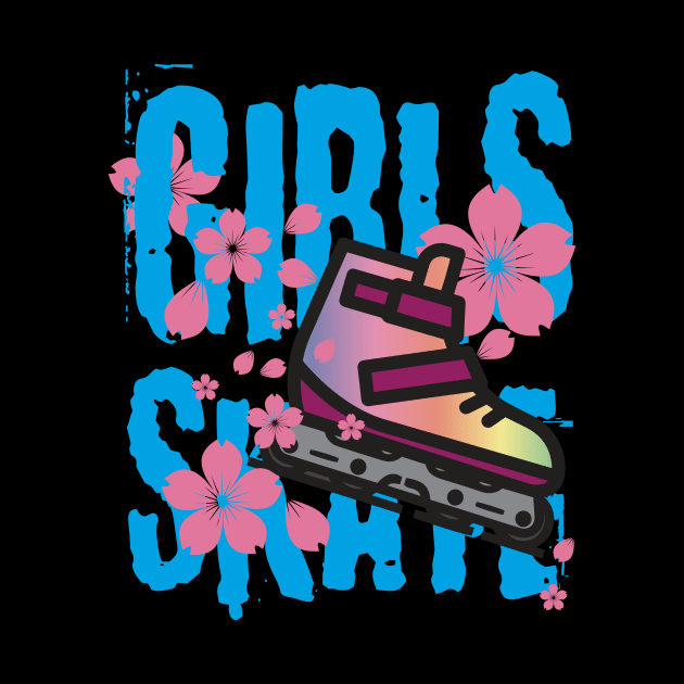 Girls Skate Inline Skating Flower Design by shirtontour