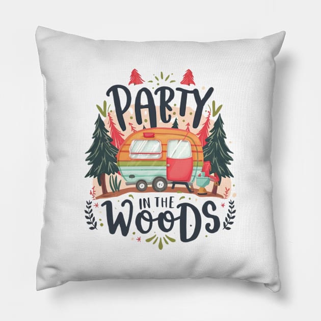 Party in the Woods text outdoor Pillow by byNIKA