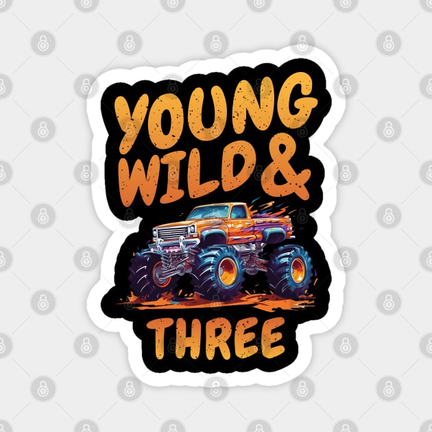 Kids Car 3rd Birthday Boy Three-Year Racing Monster Truck Magnet by Msafi