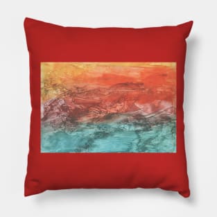 Abstract landscape, nature. Encaustic wax art. Painting drawing Pillow