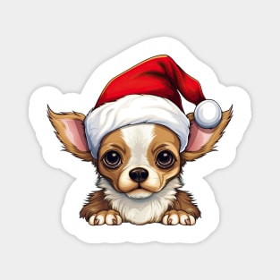 Christmas Peeking Chihuahua Dog Magnet