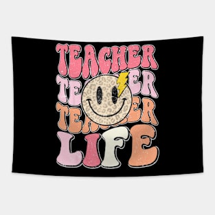 Teacher Life Back To School Groovy Happy First Tapestry