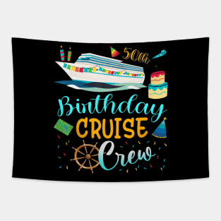 50 Years Old Birthday Cruise Crew Father Mother Birthday Tapestry