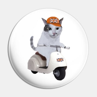 Cat in scooter Pin