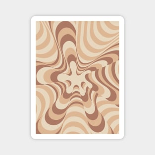 Abstract Groovy Retro Liquid Swirl in Brown Magnet