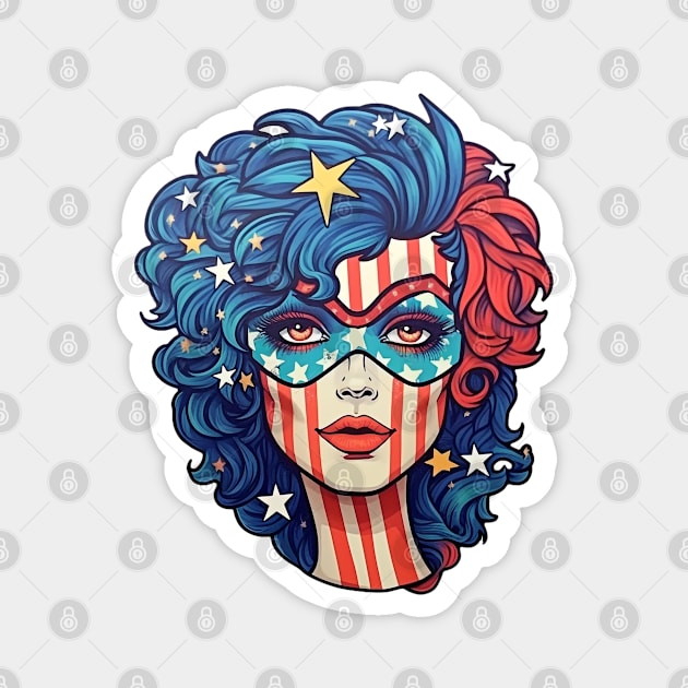 4th of July Pride Celebration Women Magnet by AstroWolfStudio