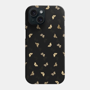 Elegant Golden Butterflies Black Pattern Phone Case