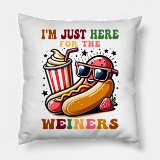 I'm Just Here For The Weiners Funny Hotdog Pillow