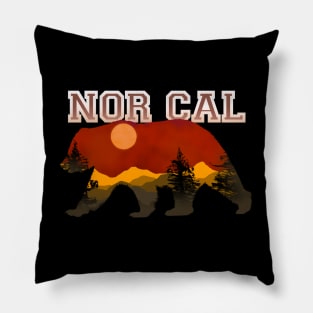 Nor Cal Sunset in bear silhouette Pillow