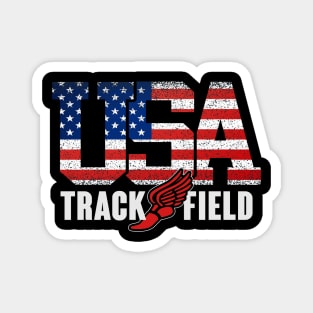 Vintage USA Track And Field Running Athletics American Flag Magnet