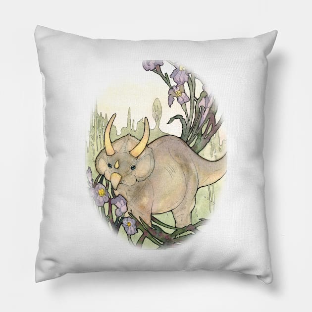 Endearing Triceratops Pillow by UntidyVenus