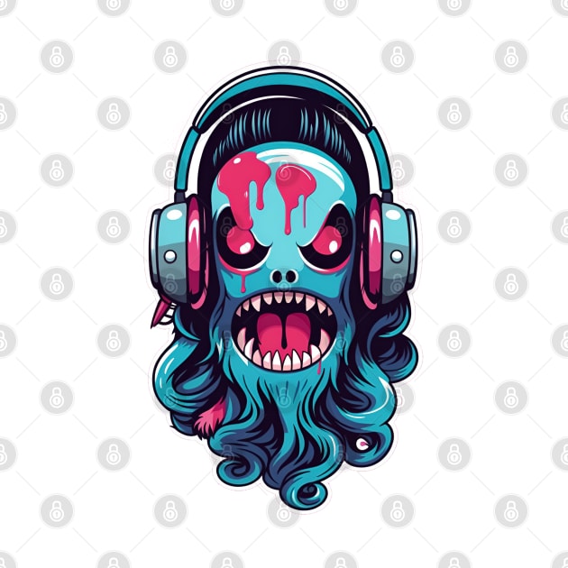 horror and cute headphone fantastic and gotic graphic design ironpalette by ironpalette