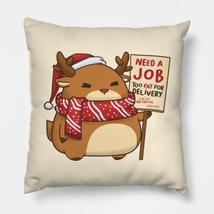 Funny Christmas Reindeer in Santa Hat Pillow