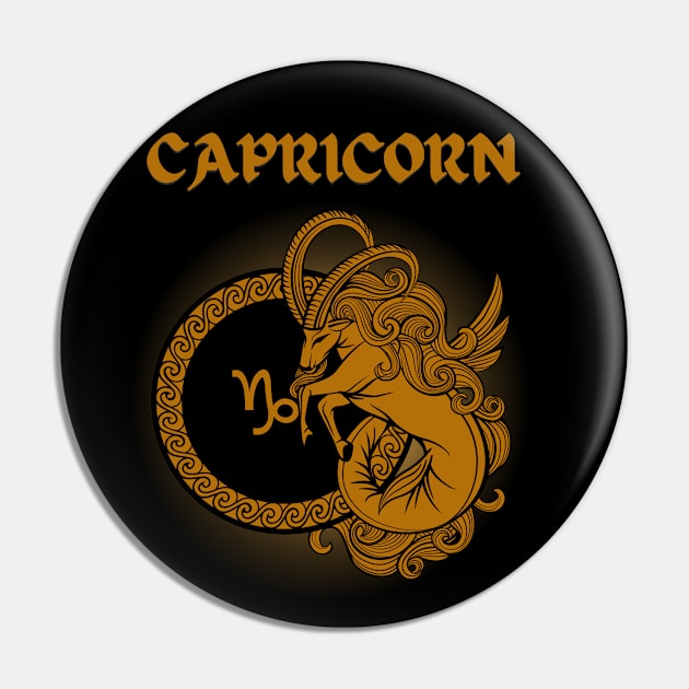 Capricorn Goat Gothic Style Pin by MysticZodiac