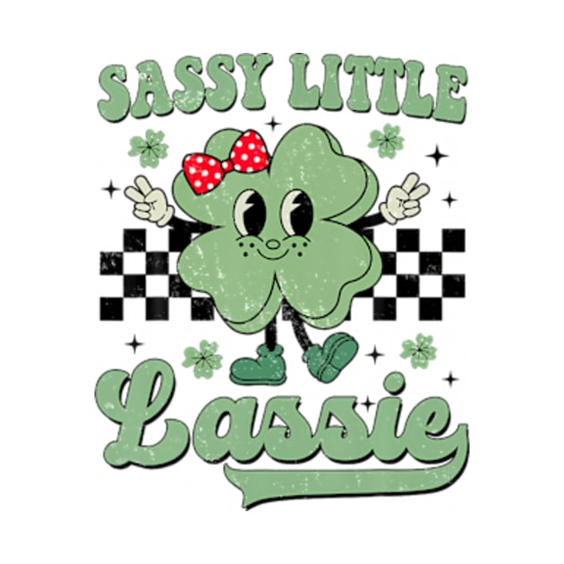 Retro Groovy St Patricks Day Sassy Little Lassie Kids Girls by Eduardo